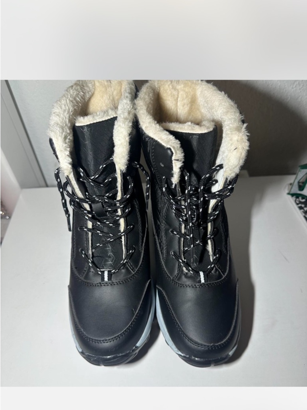 Black Faux-Fur Lined Winter Boots